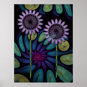 Künstlerisches Blumenplakat mit einem gewundenen Poster