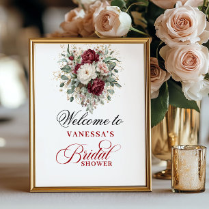Künstlerisches Blush-Burgunder-Hochzeitsdusche-Wil Poster