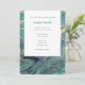 Künstlerisches Boho Aqua Marmordusche Einladung (Stehend Vorderseite)