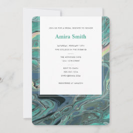 Künstlerisches Boho Aqua Marmordusche Einladung