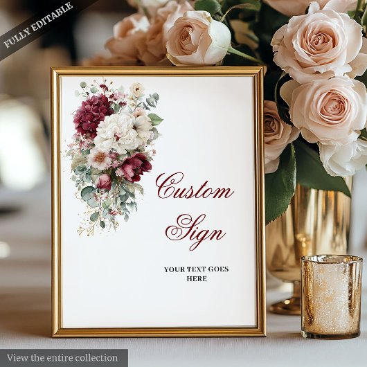 Künstlerisches Boho Burgundy Rose Wedding Custom S Poster