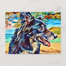 Künstlerisches Border Collie-Porträt mit landschaf