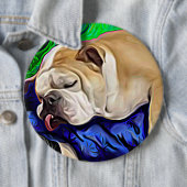Künstlerisches Bulldoghundporträt Button (Beispiel)