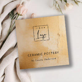 Künstlerisches Classy Beige Gold Paint Texture Log Quadratische Visitenkarte