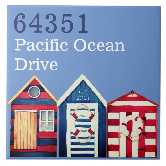 Künstlerisches Coastal Custom House nr Beach Hütte Fliese (Vorderseite)