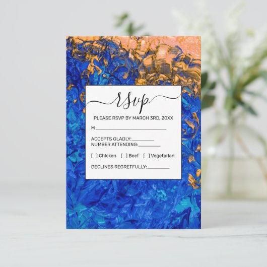 Künstlerisches Cobalt Blau Golden Yellow Acrylic M Begleitkarte (Stehend Vorderseite)