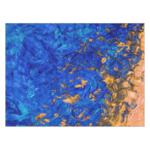 Künstlerisches Cobalt Blau Golden Yellow Acrylic M Tischdecke (Vorderseite (Horizontal))