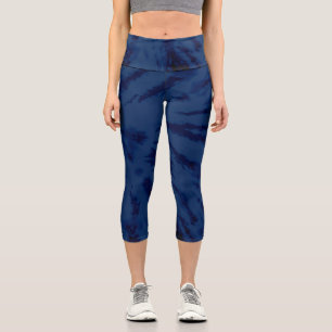 Künstlerisches Cooles Navy Blue Gefärbte Krawatte  Capri Leggings