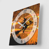 Künstlerisches, Cooles Silhouette-Halloween Quadratische Wanduhr (Winkel)
