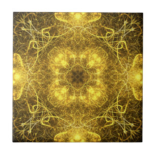 Künstlerisches Dekorativ Gold Fraktal Design_Tiles Fliese