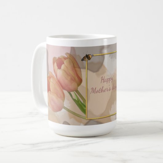 Künstlerisches Design mit Tulpen und individuellem Kaffeetasse (Vorderseite Links)