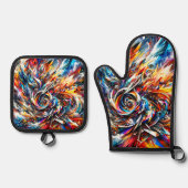 Künstlerisches Design Ofenhandschuh & Topflappen-Set (Vorderseite)