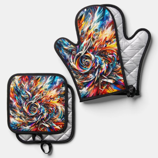 Künstlerisches Design Ofenhandschuh & Topflappen-Set (Vorderseite/Rückseite)
