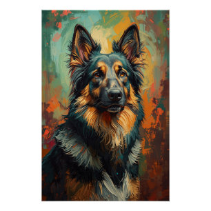 Künstlerisches deutsches Shepherd Portrait Vibrant Poster