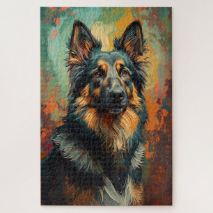 Künstlerisches deutsches Shepherd Portrait Vibrant Puzzle