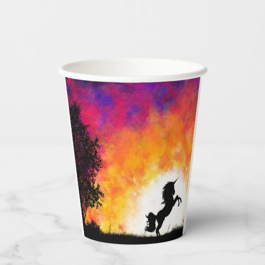 Künstlerisches Einhorn Pappbecher (Rückseite)