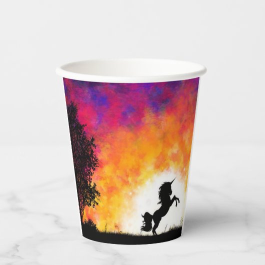 Künstlerisches Einhorn Pappbecher (Vorderseite)