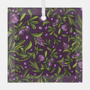 Künstlerisches florales Motiv: violette Blumen Ornament Aus Glas