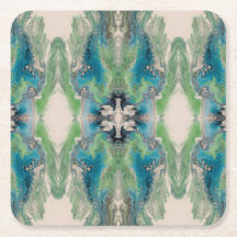 Künstlerisches Fluid-Abstrakt in Aqua und Grün