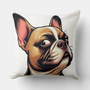 Künstlerisches Französische-Bulldogge-Portrait-Wur Kissen