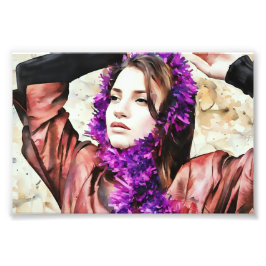 Künstlerisches Frauenportrait mit Lila Skorpturen Fotodruck
