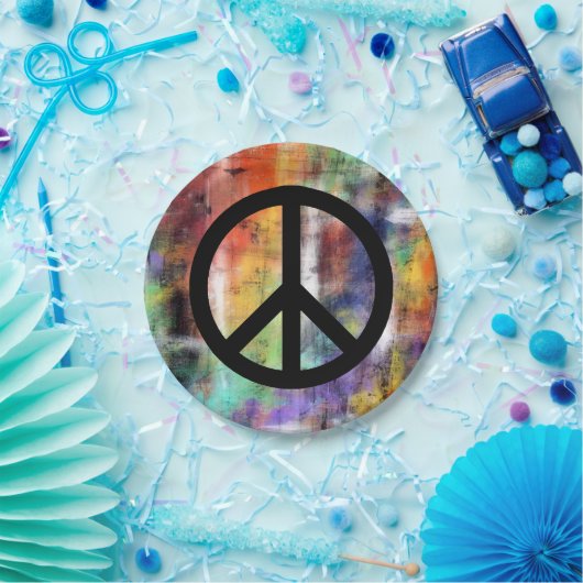 Künstlerisches Friedenszeichen Pappteller (Party)