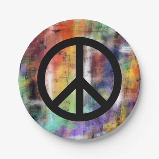 Künstlerisches Friedenszeichen Pappteller (Vorderseite)