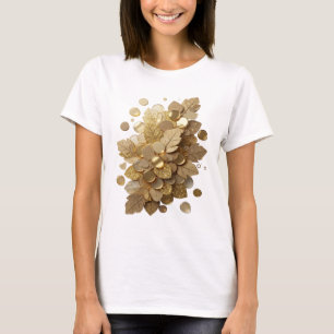 Künstlerisches Gold GOLDENE BLÄTTER UND MÜNZEN Des T-Shirt