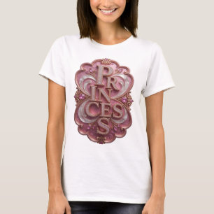 Künstlerisches Gold PRINZESSINNEN 3D-Textkunst T-Shirt