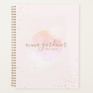 Künstlerisches Golden Pink Aquarell Salon Skript Planer