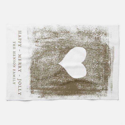 Künstlerisches Goldenes Herz Zeichne Familie Weihn Geschirrtuch (Horizontal)