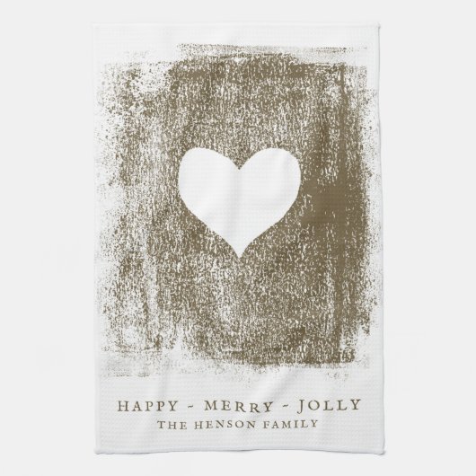 Künstlerisches Goldenes Herz Zeichne Familie Weihn Geschirrtuch (Vertikal)