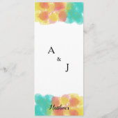 Künstlerisches Gouache Watercolor Wedding Menu Menükarte (Rückseite)