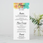 Künstlerisches Gouache Watercolor Wedding Menu Menükarte (Stehend Vorderseite)