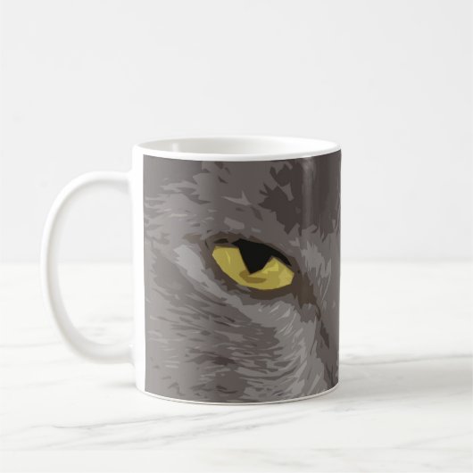 Künstlerisches graues Katzen-Gesicht Kaffeetasse (Links)