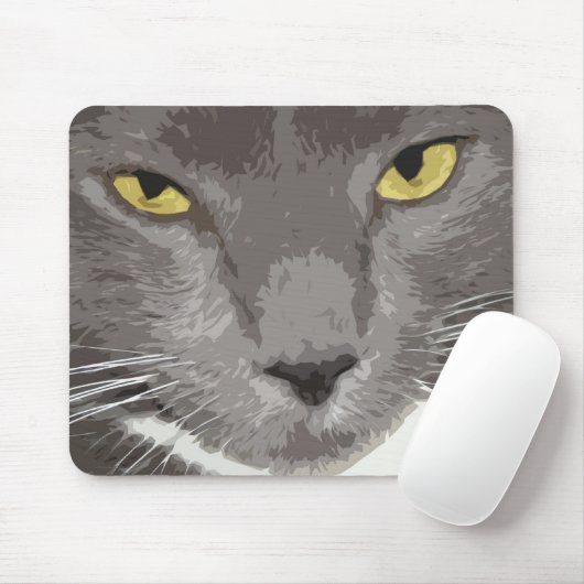 Künstlerisches graues Katzen-Gesicht Mousepad (Mit Mouse)