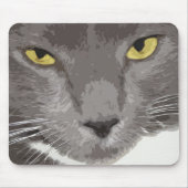 Künstlerisches graues Katzen-Gesicht Mousepad (Vorne)