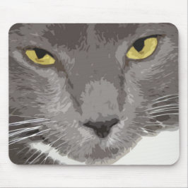 Künstlerisches graues Katzen-Gesicht Mousepad