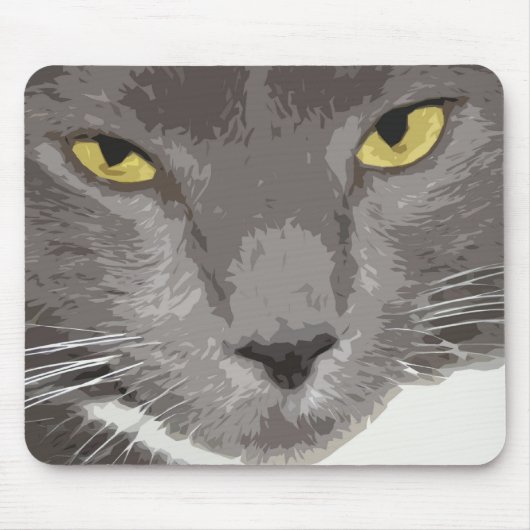 Künstlerisches graues Katzen-Gesicht Mousepad (Vorne)