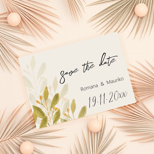 Künstlerisches Grünes T-Shirt Wasserfarbe Handgema Save The Date