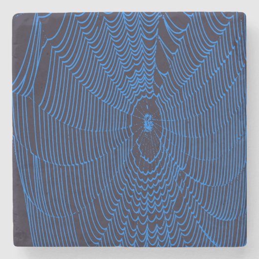 Künstlerisches Halloween-Web-Cobweb Doodle Blue Steinuntersetzer (Vorderseite)