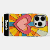 Künstlerisches Herz mit Textur und Personalisierte Case-Mate iPhone Hülle (Rückseite (Horizontal))
