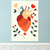 Künstlerisches Herz und Blumen Leinwanddruck (Insitu (Holzboden))