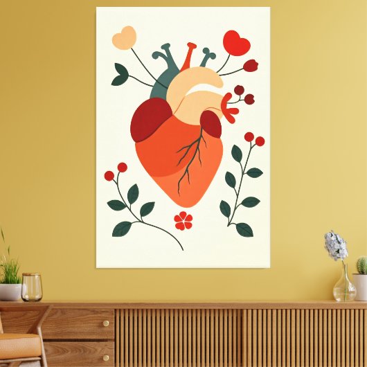 Künstlerisches Herz und Blumen Leinwanddruck (Insitu (Wohnzimmer))