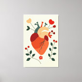 Künstlerisches Herz und Blumen Leinwanddruck (Vorderseite)
