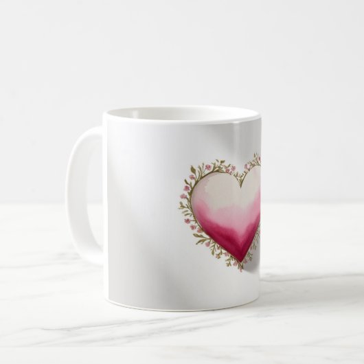 künstlerisches Herzdesign Kaffeetasse (Vorderseite Links)