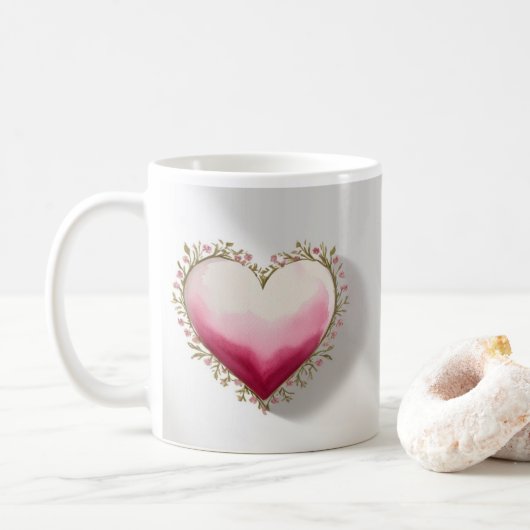 Künstlerisches herzförmiges Design Kaffeetasse (Mit Donut)
