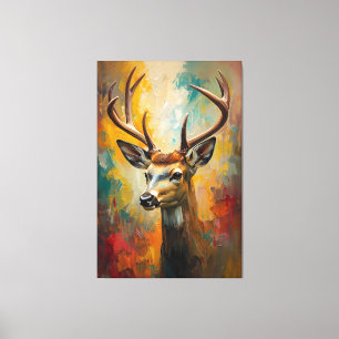 Künstlerisches Hirschportrait Vibranit Ölgemälde Leinwanddruck