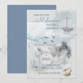 Künstlerisches Journal Küsten-Collage-Brautabschie Einladung (Vorne/Hinten)