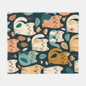 Künstlerisches Katzenmuster Niedlich Fleecedecke (Vorderseite (Horizontal))
